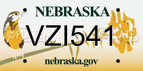 VZI541 Nebraska License Plate
