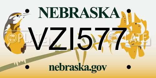 VZI577 Nebraska License Plate