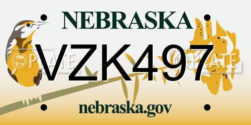 VZK497 Nebraska License Plate