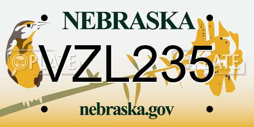 VZL235 Nebraska License Plate