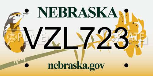 VZL723 Nebraska License Plate