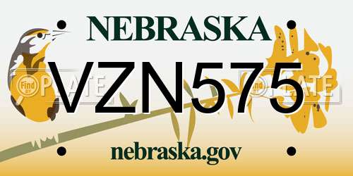 VZN575 Nebraska License Plate