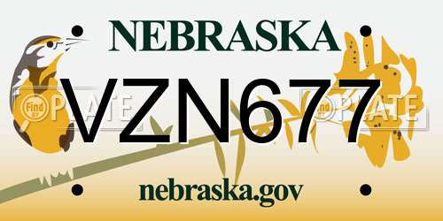 VZN677 Nebraska License Plate