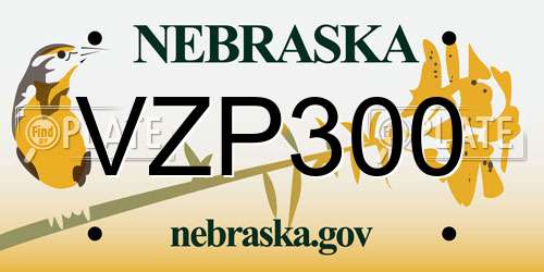 VZP300 Nebraska License Plate
