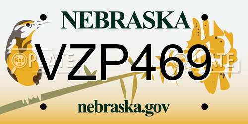 VZP469 Nebraska License Plate