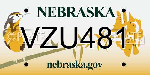 VZU481 Nebraska License Plate