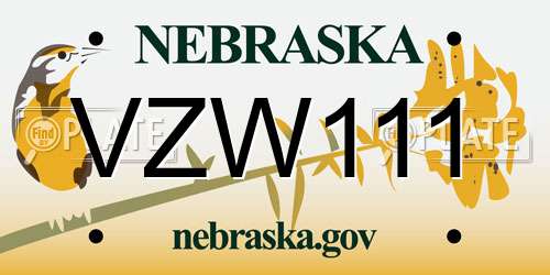 VZW111 Nebraska License Plate