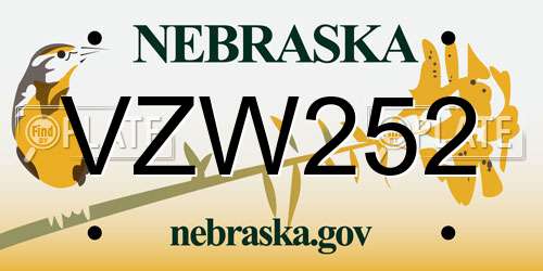 VZW252 Nebraska License Plate