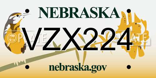 VZX224 Nebraska License Plate