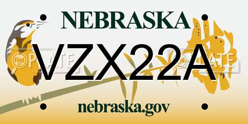 VZX22A Nebraska License Plate