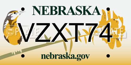 VZXT74 Nebraska License Plate