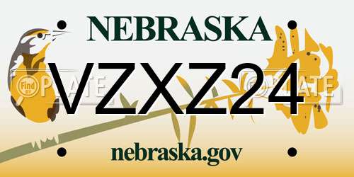 VZXZ24 Nebraska License Plate