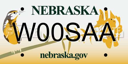 W00SAA Nebraska License Plate