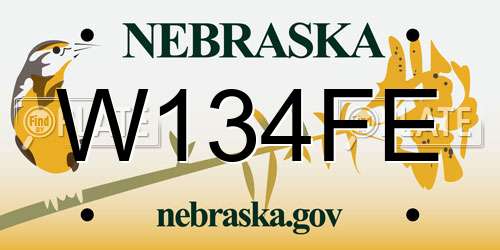 W134FE Nebraska License Plate