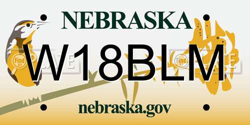 W18BLM Nebraska License Plate