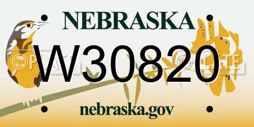 W30820 Nebraska License Plate