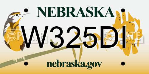 W325DI Nebraska License Plate