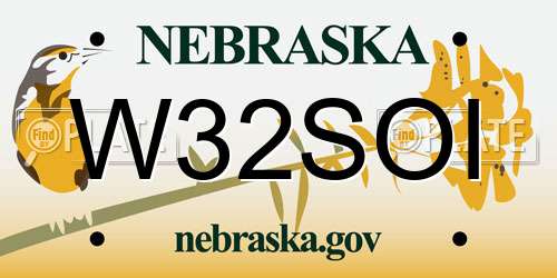 W32SOI Nebraska License Plate