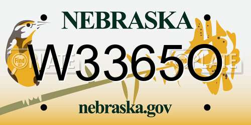W3365O Nebraska License Plate
