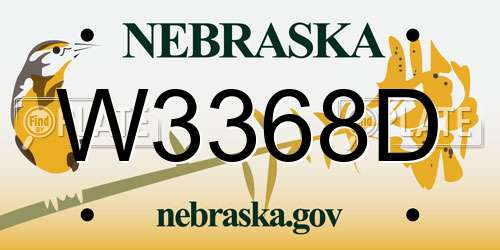 W3368D Nebraska License Plate