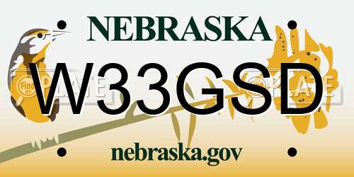 W33GSD Nebraska License Plate