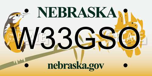 W33GSO Nebraska License Plate