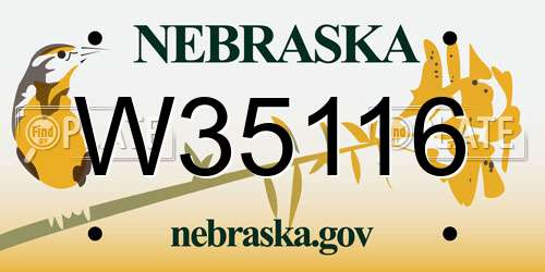 W35116 Nebraska License Plate