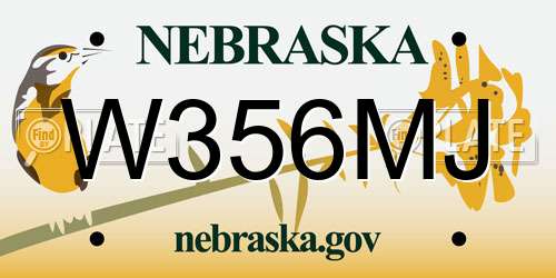 W356MJ Nebraska License Plate