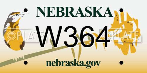 W364 Nebraska License Plate