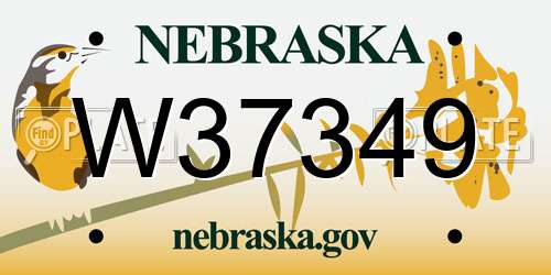 W37349 Nebraska License Plate