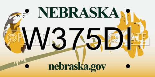 W375DI Nebraska License Plate