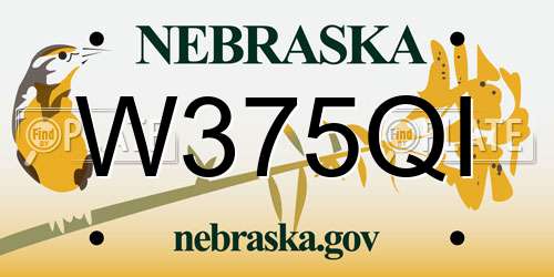 W375QI Nebraska License Plate