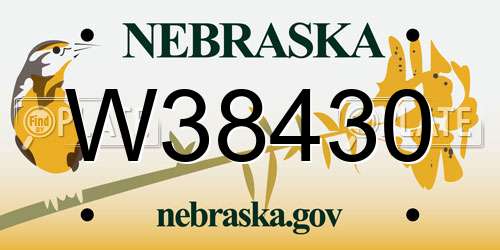 W38430 Nebraska License Plate