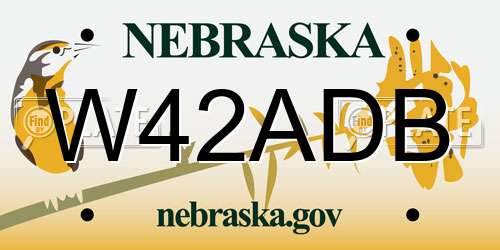 W42ADB Nebraska License Plate