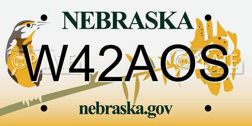 W42AOS Nebraska License Plate