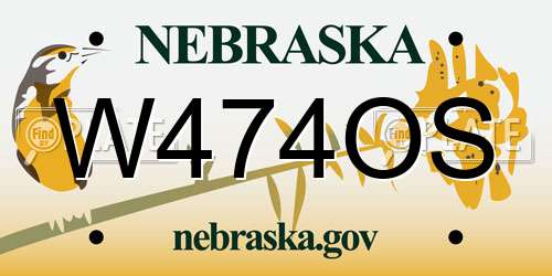 W474OS Nebraska License Plate