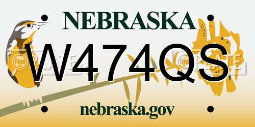 W474QS Nebraska License Plate