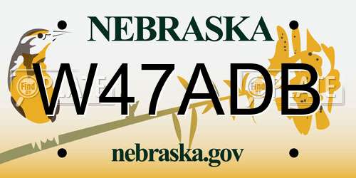 W47ADB Nebraska License Plate