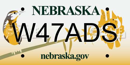 W47ADS Nebraska License Plate
