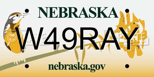 W49RAY Nebraska License Plate