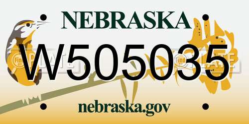 W505035 Nebraska License Plate