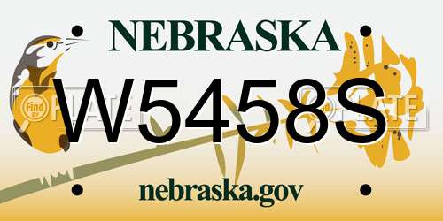 W5458S Nebraska License Plate