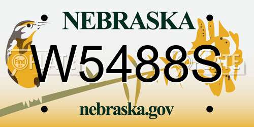 W5488S Nebraska License Plate