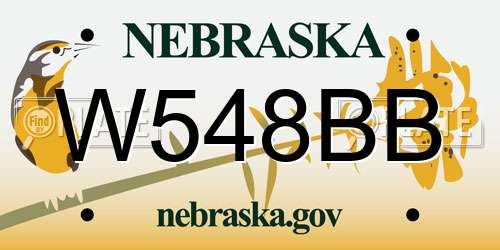 W548BB Nebraska License Plate