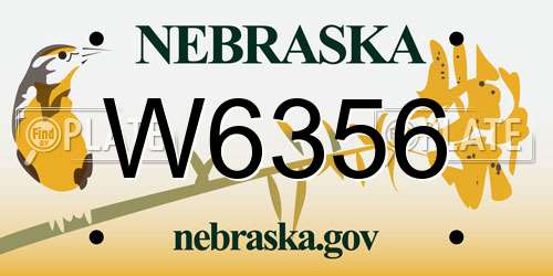 W6356 Nebraska License Plate