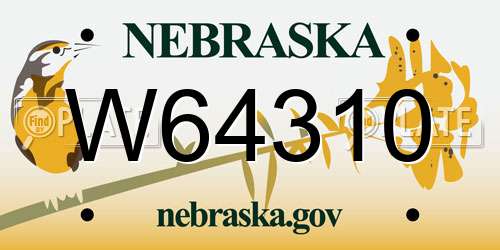 W64310 Nebraska License Plate