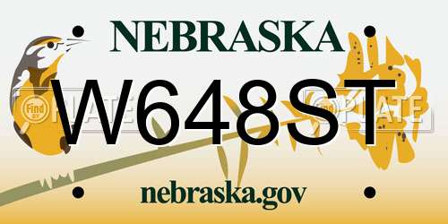 W648ST Nebraska License Plate
