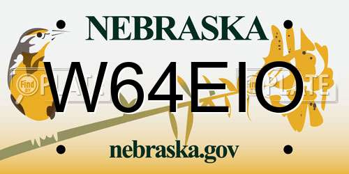 W64EIO Nebraska License Plate