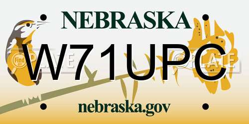 W71UPC Nebraska License Plate