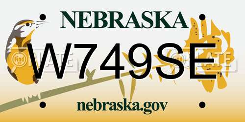 W749SE Nebraska License Plate